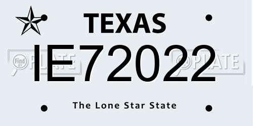 IE72022 Texas License Plate