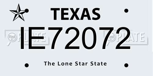 IE72072 Texas License Plate