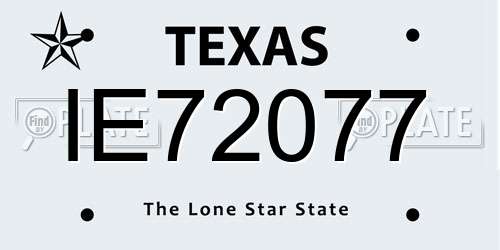 IE72077 Texas License Plate