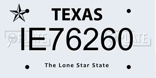 IE76260 Texas License Plate