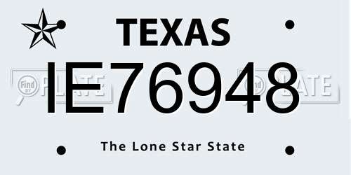IE76948 Texas License Plate