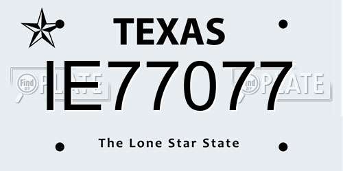 IE77077 Texas License Plate