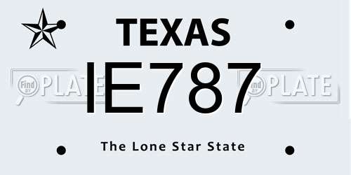 IE787 Texas License Plate