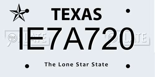 IE7A720 Texas License Plate