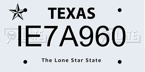 IE7A960 Texas License Plate