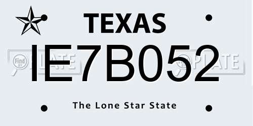 IE7B052 Texas License Plate