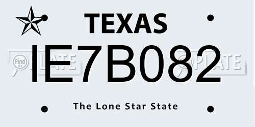 IE7B082 Texas License Plate