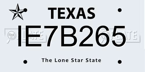 IE7B265 Texas License Plate