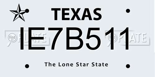 IE7B511 Texas License Plate