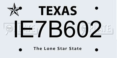 IE7B602 Texas License Plate