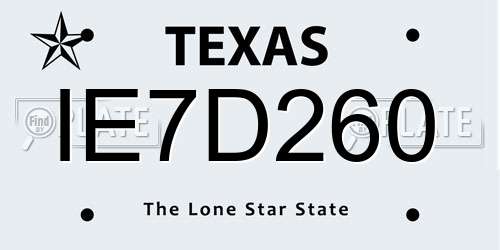 IE7D260 Texas License Plate