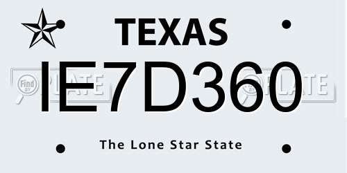 IE7D360 Texas License Plate