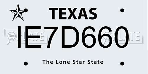 IE7D660 Texas License Plate