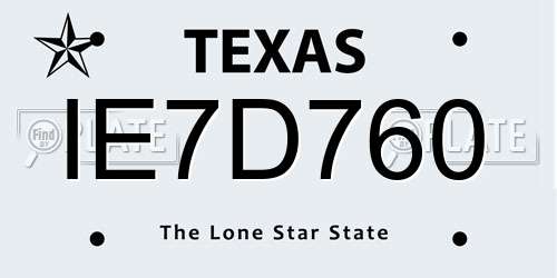 IE7D760 Texas License Plate