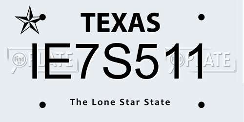 IE7S511 Texas License Plate