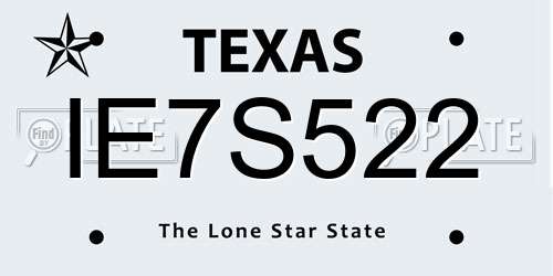IE7S522 Texas License Plate