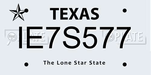 IE7S577 Texas License Plate