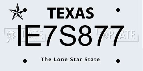 IE7S877 Texas License Plate