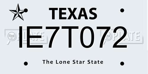 IE7T072 Texas License Plate