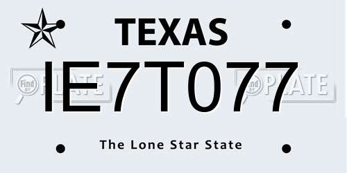 IE7T077 Texas License Plate