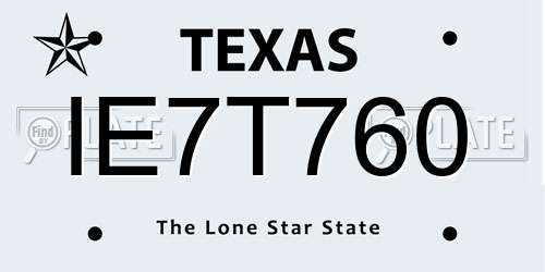 IE7T760 Texas License Plate