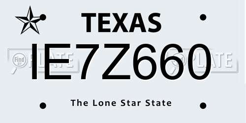 IE7Z660 Texas License Plate