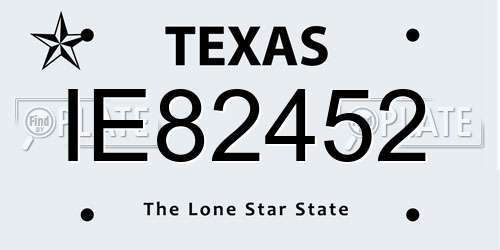 IE82452 Texas License Plate
