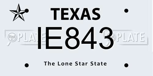 IE843 Texas License Plate