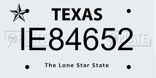 IE84652 Texas License Plate