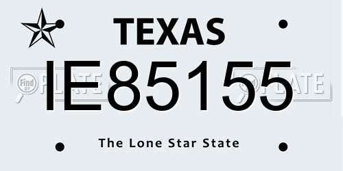 IE85155 Texas License Plate