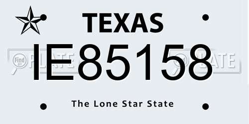 IE85158 Texas License Plate