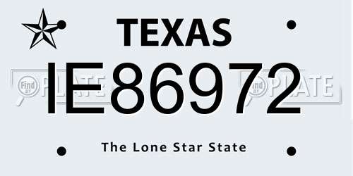 IE86972 Texas License Plate