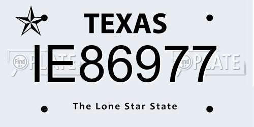 IE86977 Texas License Plate