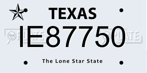 IE87750 Texas License Plate