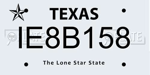 IE8B158 Texas License Plate