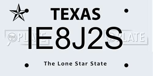 IE8J2S Texas License Plate