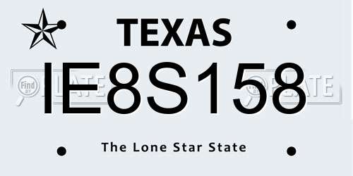 IE8S158 Texas License Plate