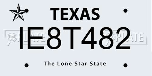 IE8T482 Texas License Plate