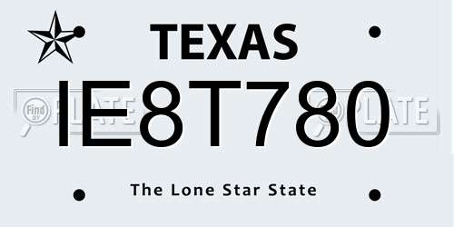 IE8T780 Texas License Plate