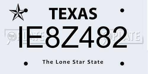 IE8Z482 Texas License Plate
