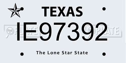 IE97392 Texas License Plate