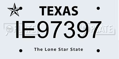 IE97397 Texas License Plate