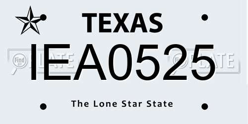 IEA0525 Texas License Plate