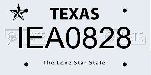 IEA0828 Texas License Plate