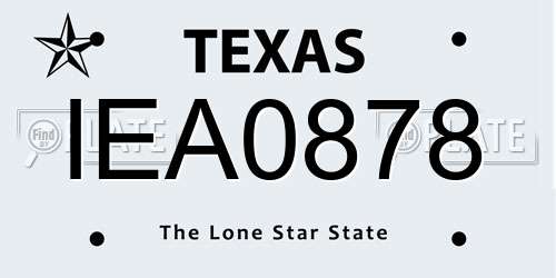 IEA0878 Texas License Plate