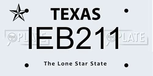IEB211 Texas License Plate