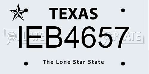 IEB4657 Texas License Plate