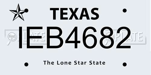 IEB4682 Texas License Plate