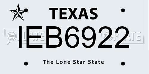 IEB6922 Texas License Plate