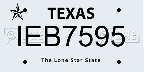 IEB7595 Texas License Plate